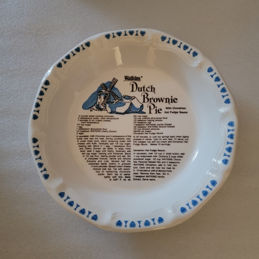 Watkins White Ceramic Dutch Brownie Pie Chocolate Pie Plate Dish Kitchen Baking - Picture 8 of 9